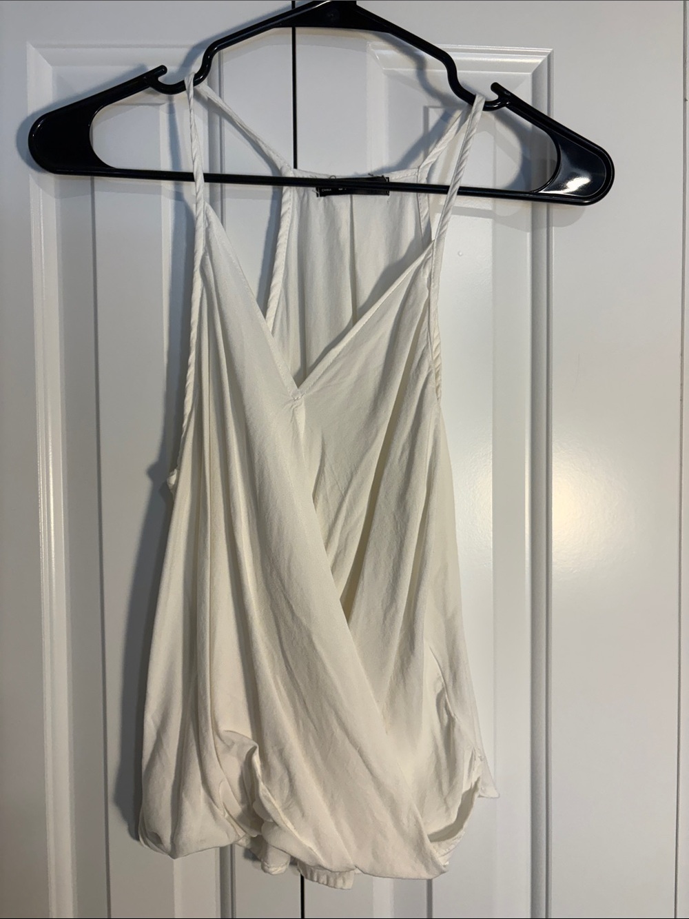 SHEIN White Draped V-Neck Camisole with Thin Straps